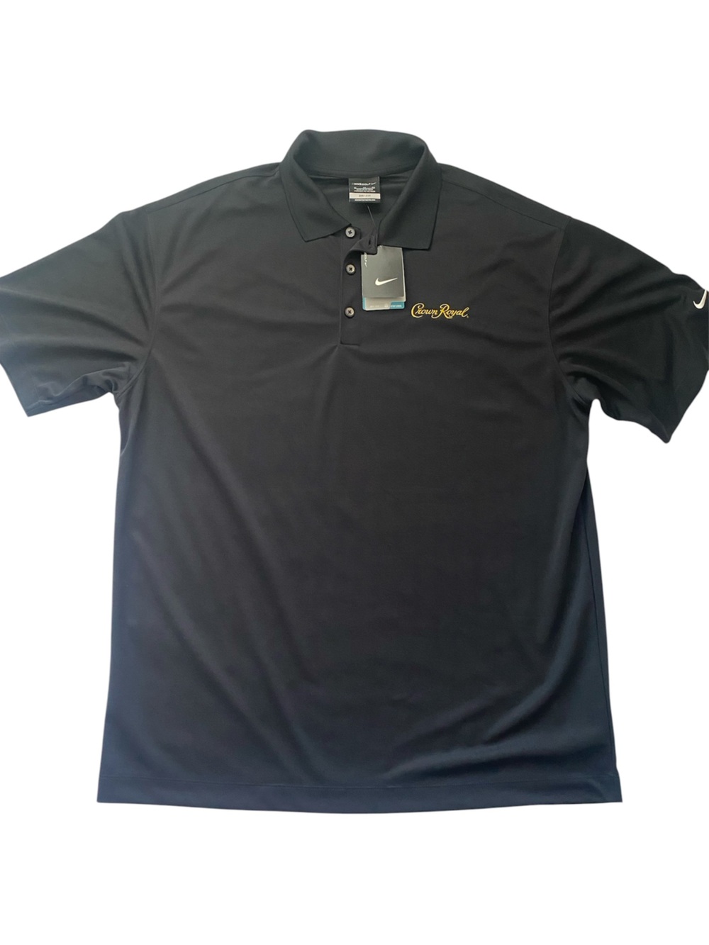 Nike Men’s Black Dri Fit Polo with Gold Crown Royal Embroidery